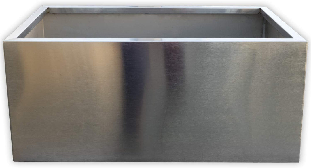 Köhko® Designer-Pflanztrog aus Edelstahl Viva 120 x 54 x 43 cm | matt gebürsteter Pflanzkübel eckig