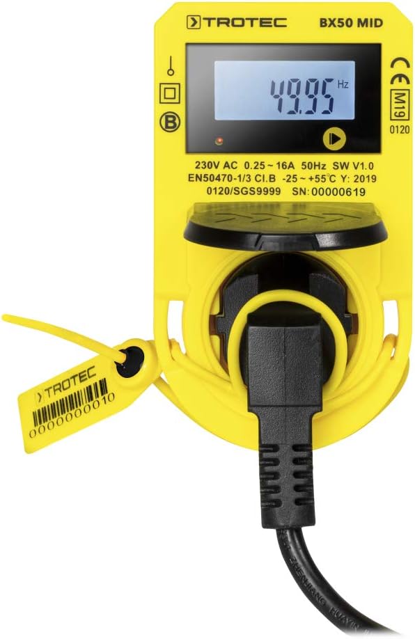 TROTEC Stromzähler für Steckdose BX50 MID – Messgerät Stromverbrauch – Messbereich 57,5 bis 3.680 W,