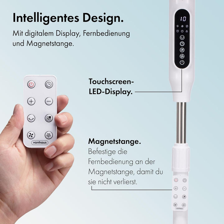 VonHaus 42 cm Standventilator – Ventilator Leise mit Ferbedienung, 24 Geschwindigkeiten, 3 Modi, 15-