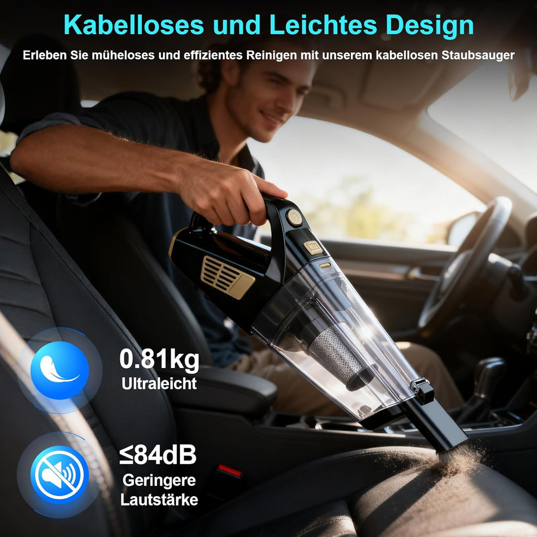 Handstaubsauger Akku 12000Pa Handstaubsauger Kabellos Autostaubsauger Stark Mini Staubsauger Tragbar