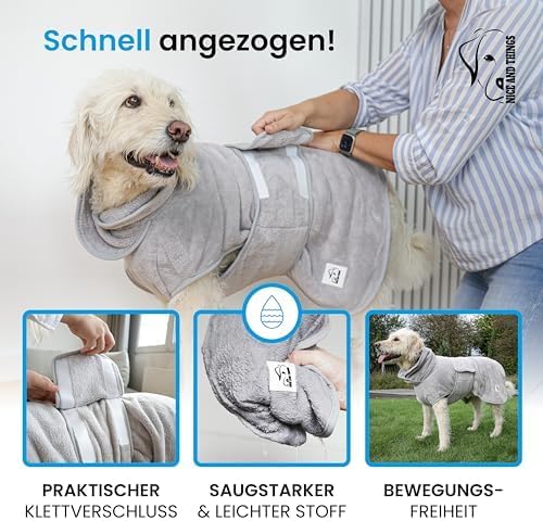 TESTSIEGER Hundebademantel - Flauschiger Mikrofaser-Mantel für trockene, glückliche Hunde - Saugstar
