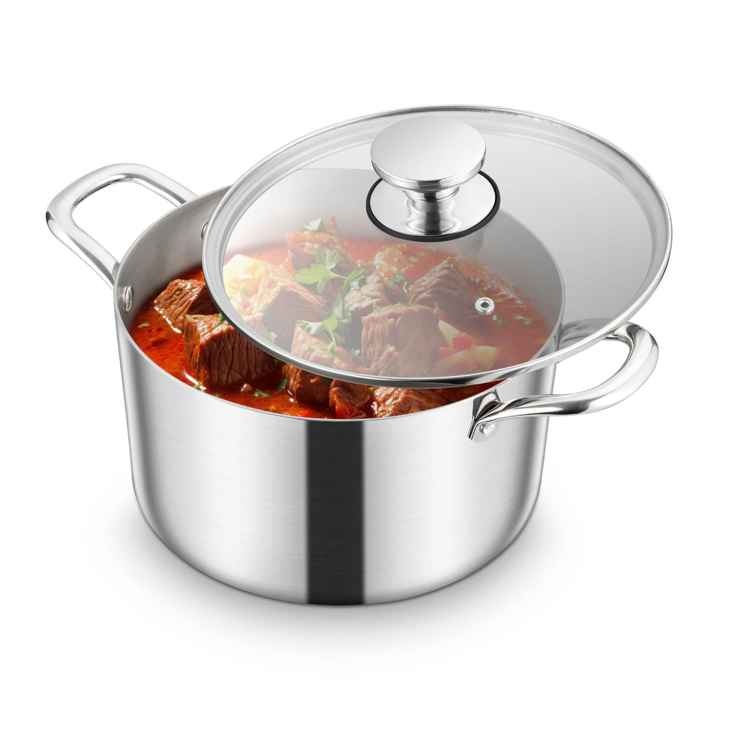 Homikit Kochtopf 24cm, 5,3L Gross Suppentopf Induktion aus 3-Lagen Edelstahl für alle Herdearten, Ed