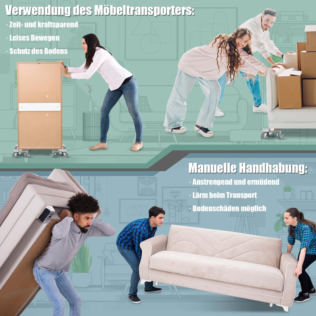 Jiubiaz Möbelroller Set |möbelroller transportroller Max 600KG,Innovative Möbelheber 5 Räder,möbelro
