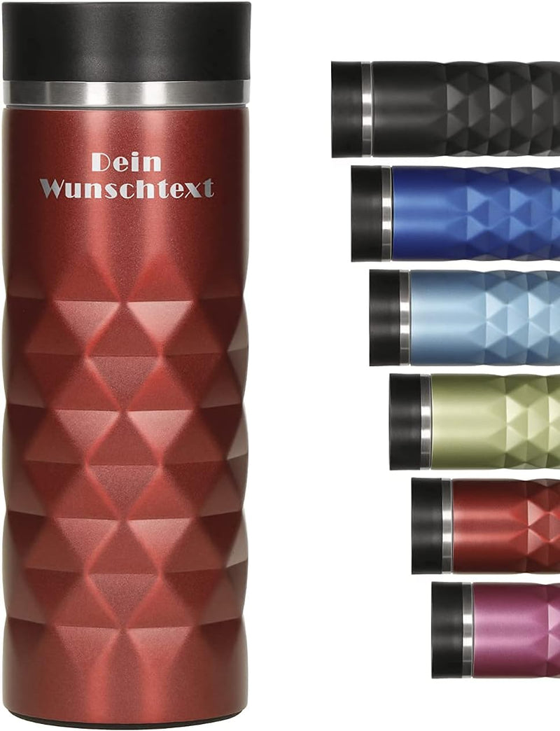 Edelstahl Thermobecher personalisiert – 100% auslaufsicherer & thermoisolierter Kaffeebecher – 450 m