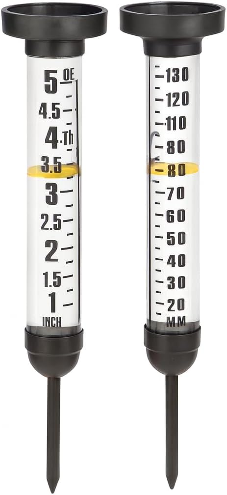 CKB LTD Regenmesser mit Erdspiess für den Aussenbereich, Regenmessung, Wasserzähler, Dual-Skala mit