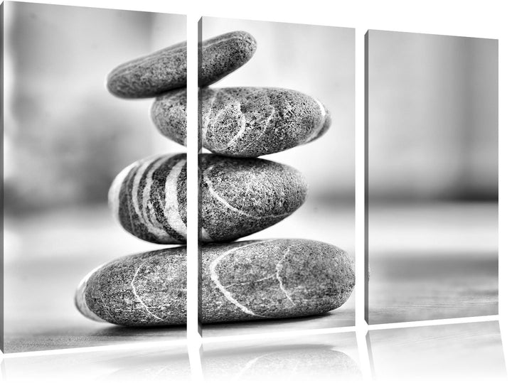 Pixxprint Monocrome, Zen Steinturm 3-Teiler Leinwandbild 120x80 Bild auf Leinwand