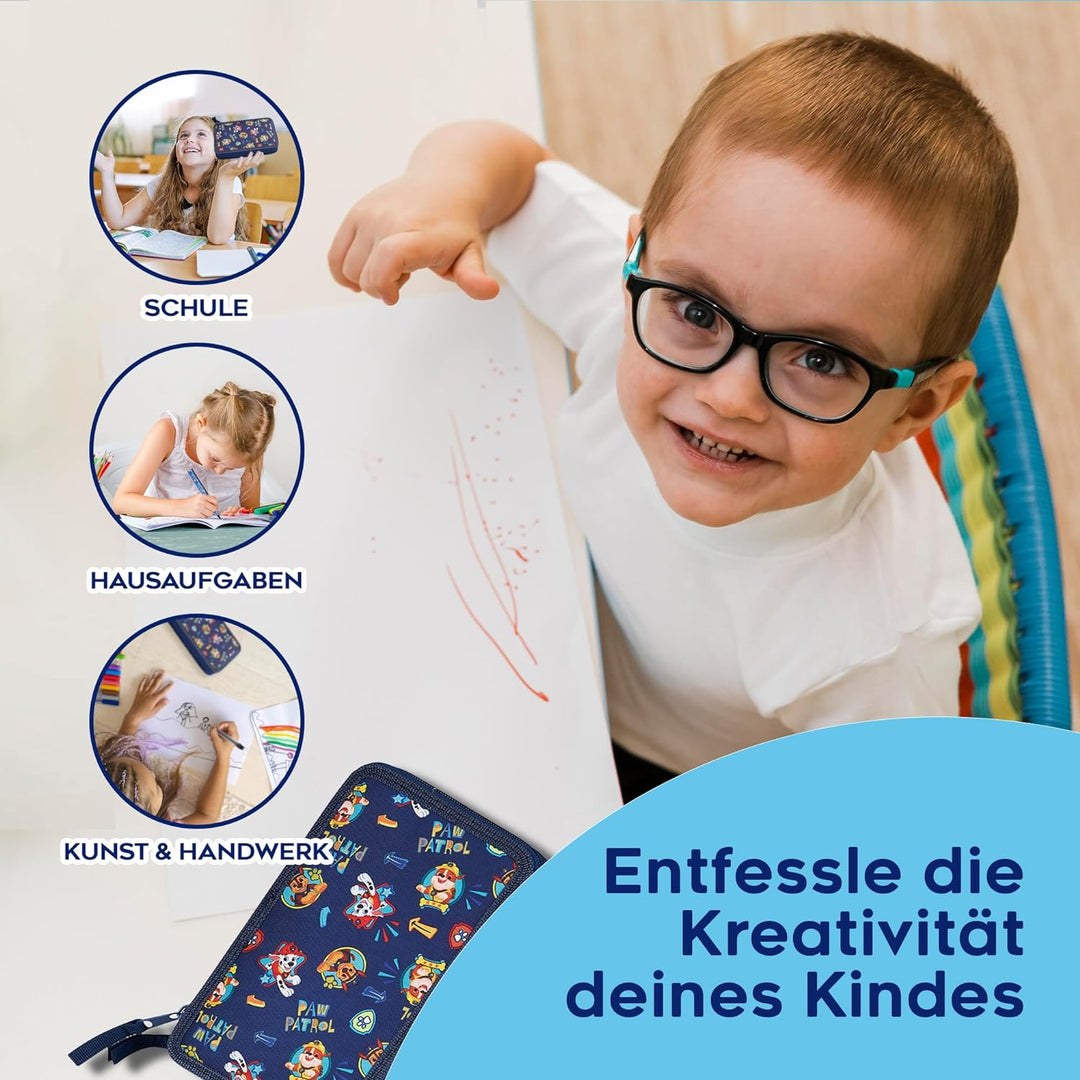 PAW PATROL Federmäppchen Gross Etui Stifte Jungen und Mädchen Stifte Kinder Gefüllt Federmappe Schul