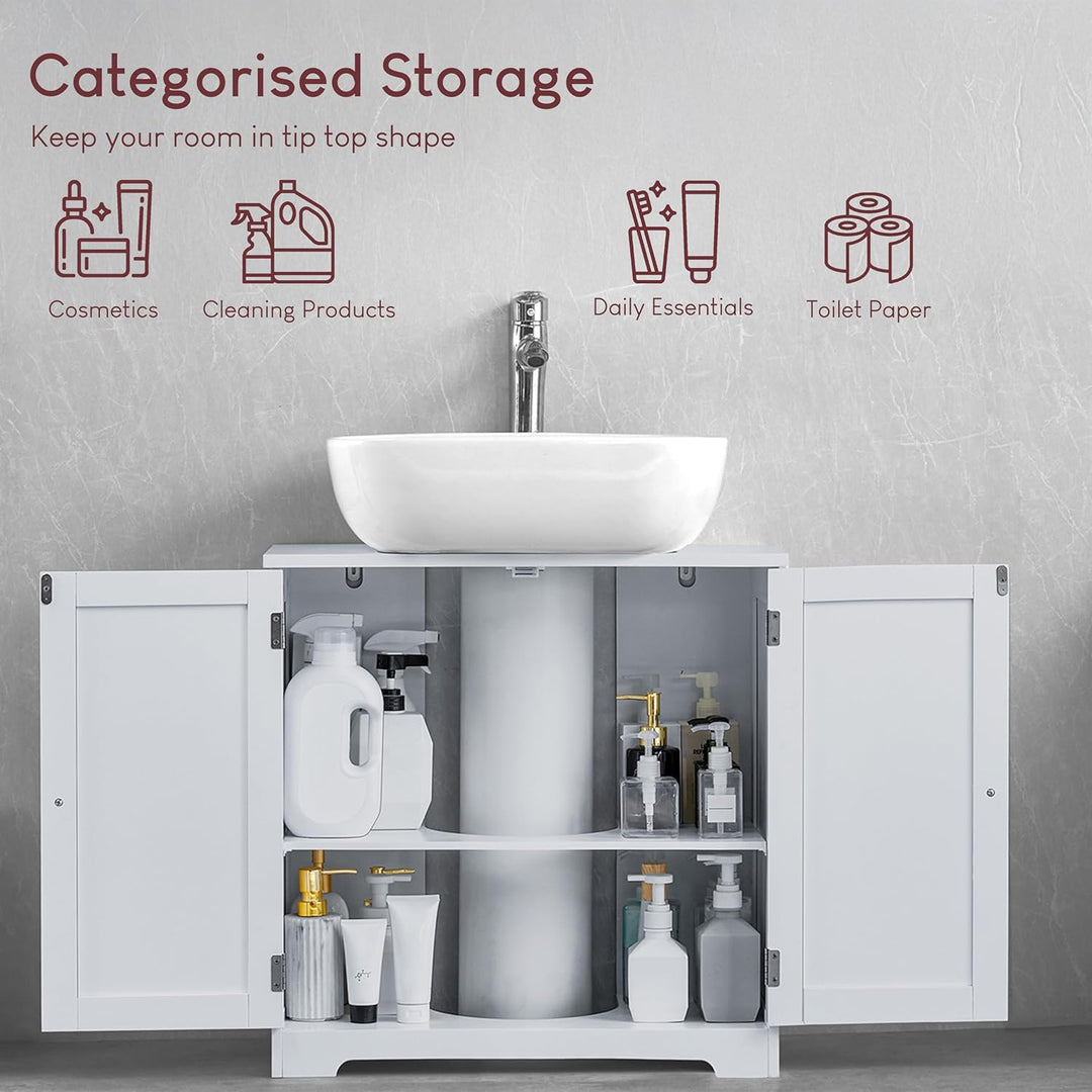 Bath Vida Priano Waschbecken-Unterschrank für Badezimmer, bodenstehende Aufbewahrungseinheit, weiss,