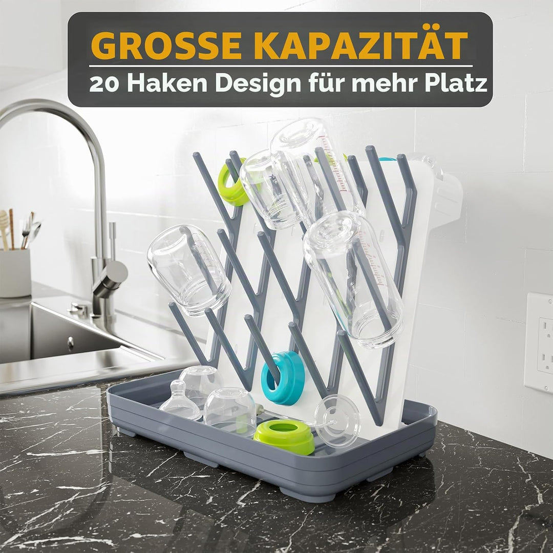SpaceAid Abtropfgestell für Babyflaschen mit 20 Haken, platzsparendes Küchenflaschenregal, vertikale