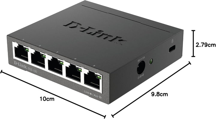 D-Link DGS-105 5 Ports Layer2 Gigabit Switch (bis zu 2000 Mbit/s Datenübertragung pro Port, einfache