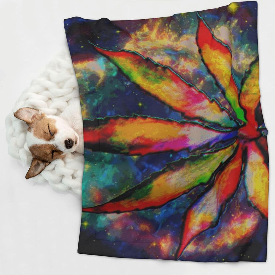 ZORIN Hundedecke, waschbar, weiche Decken für Hunde, Galaxie, Regenbogen, Unkraut, Blatt, flauschig,
