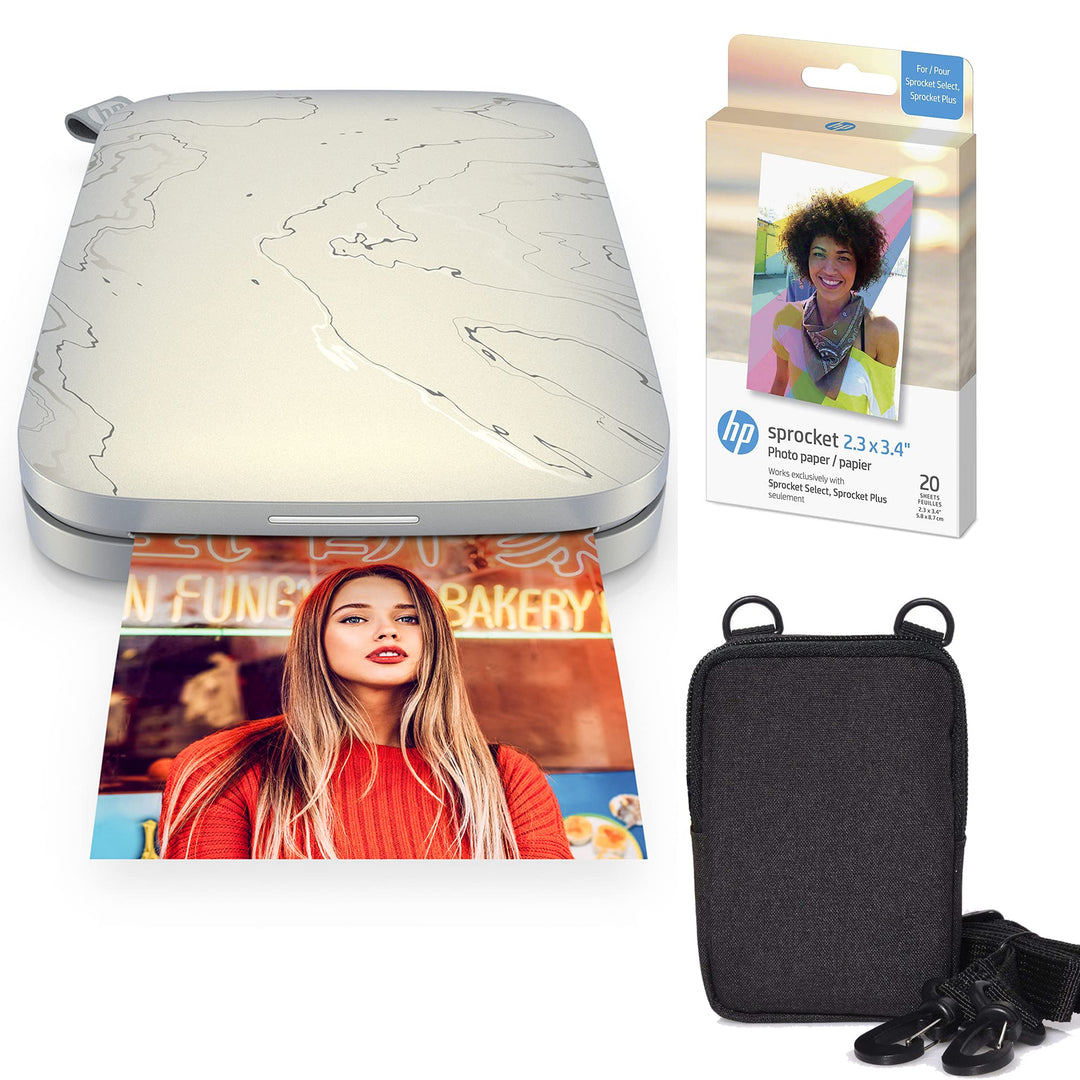 HP , Farbig , Sprocket Select Tragbarer Sofortbilddrucker mit 2,3 x 3,4 Zoll (Weiss) Zink-Papierbünd