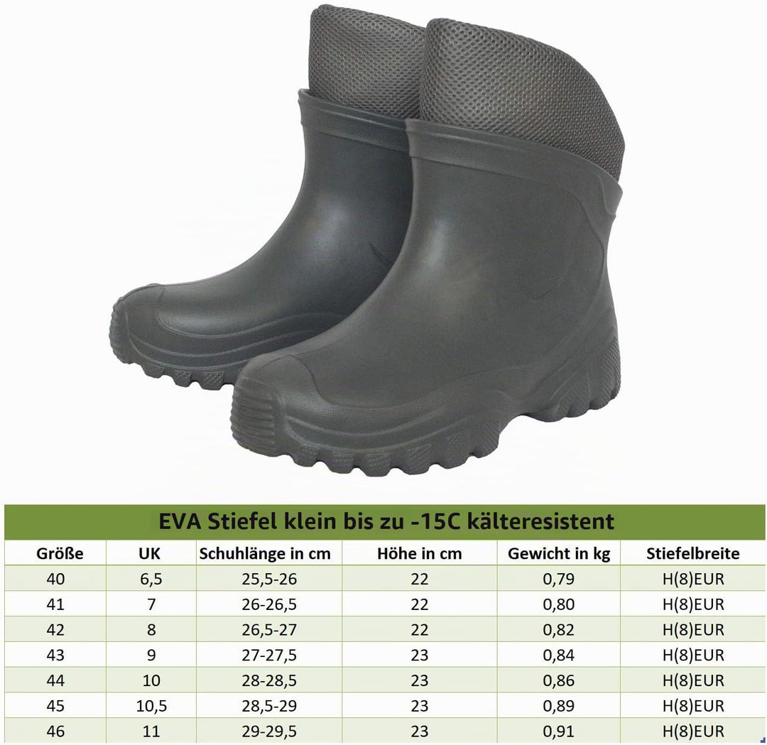 FortMen Federleichte Eva Gummistiefel Gartenschuhe Gr 40-46 - Mit warmen herausnehmbarem gefütterten
