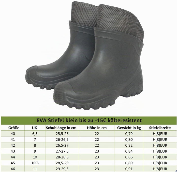 FortMen Federleichte Eva Gummistiefel Gartenschuhe Gr 40-46 - Mit warmen herausnehmbarem gefütterten