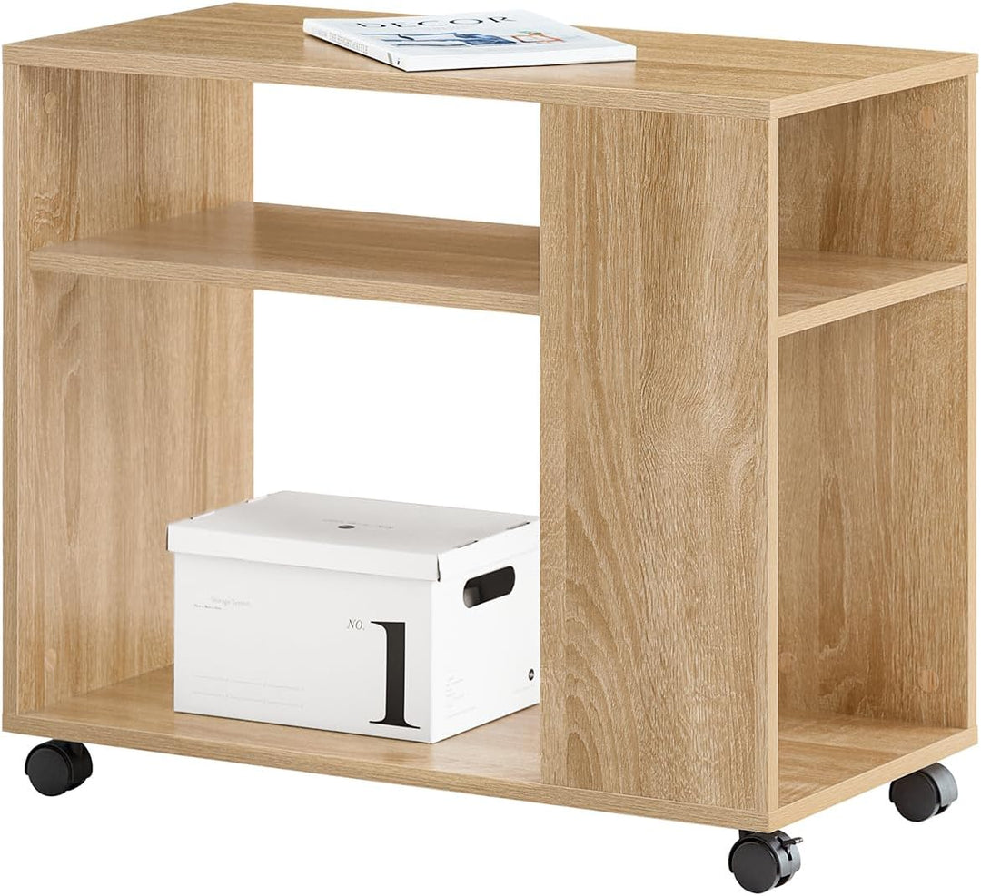 SoBuy FBT34-N Beistelltisch Zeitungsständer Couchtisch Nachttisch Tisch mit Rollen Natur, Natur