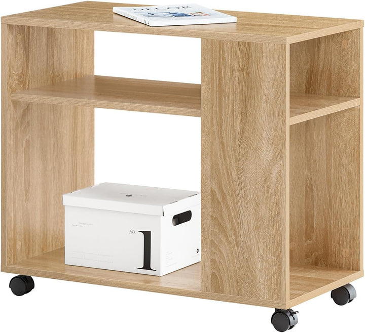 SoBuy FBT34-N Beistelltisch Zeitungsständer Couchtisch Nachttisch Tisch mit Rollen Natur, Natur