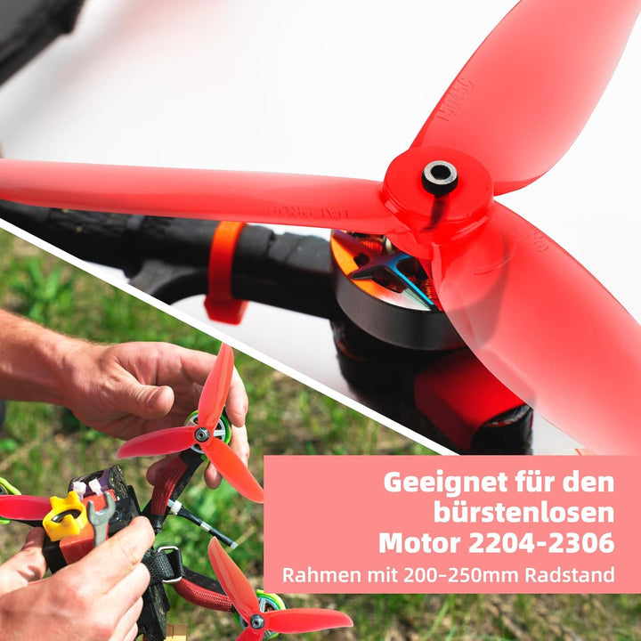 12pcs 5045 3-Blatt Propeller, 5Zoll Tri Blade Props für 2204 2205 2206-2306 Brushless Motoren FPV Ra