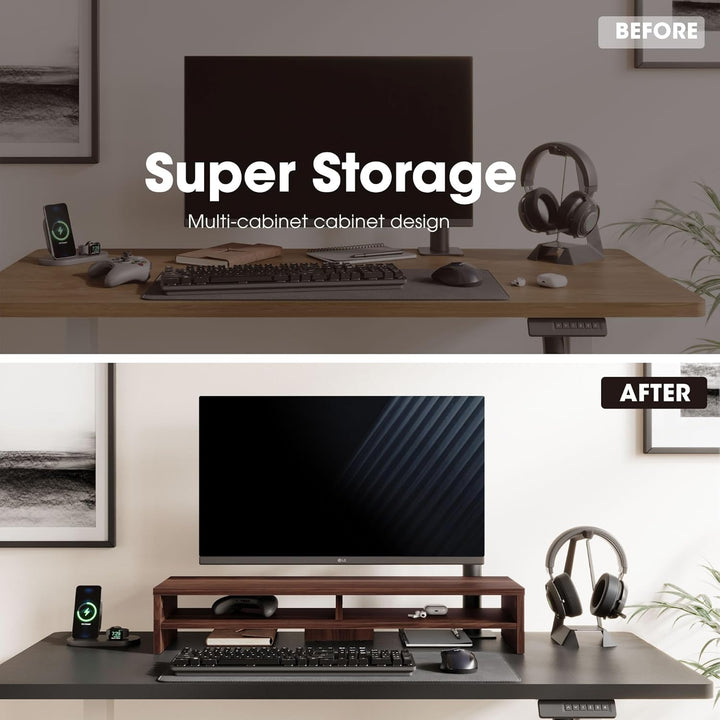 Fenge Dual Monitorständer Riser 2 Etagen Bildschirmständer für Computer PC Laptop Drucker TV, Schrei
