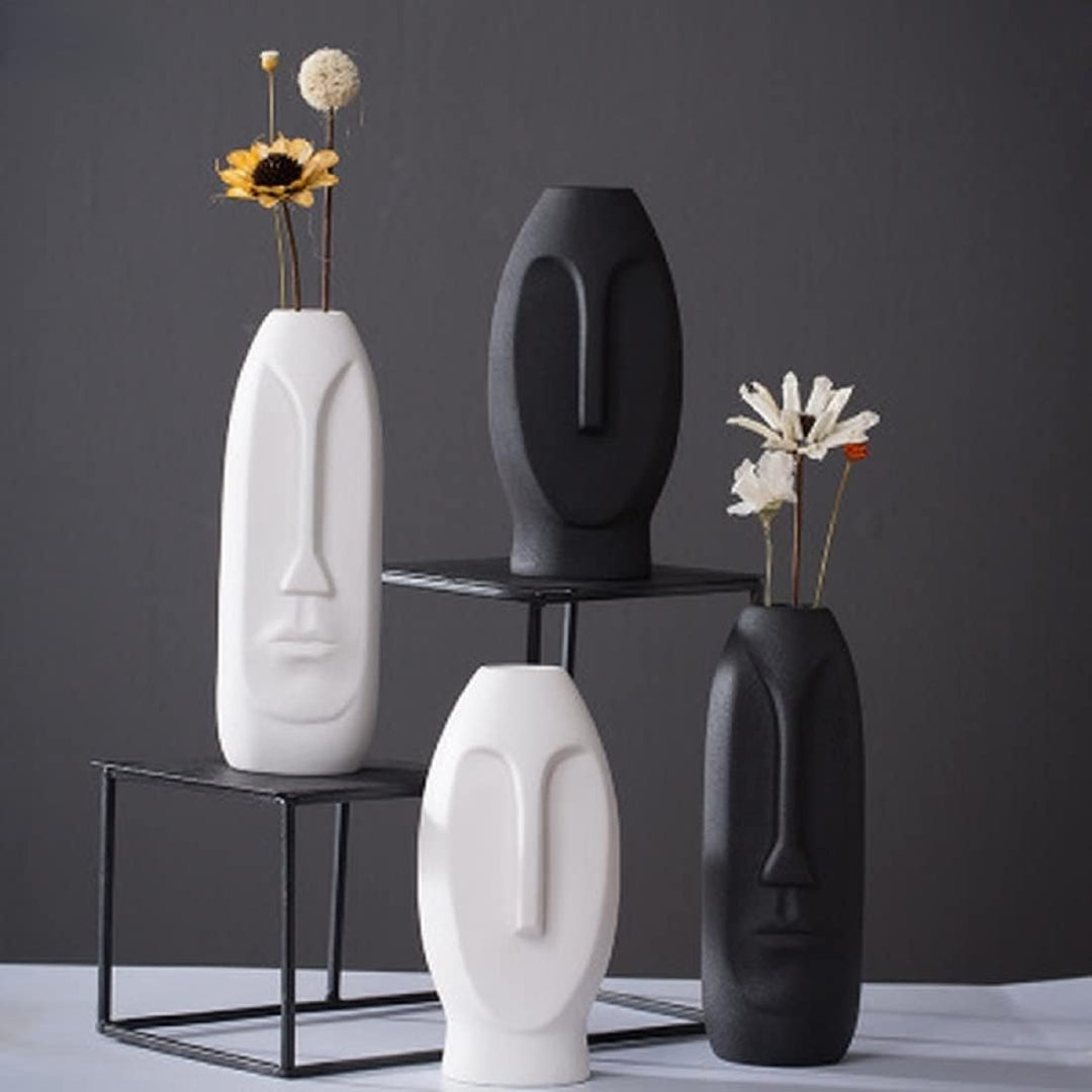 2er-Set Moderne Gesichts Blumenvase, Minimalism Abstrakte Vasen mit Gesichtsgestaltung, Dekorative m