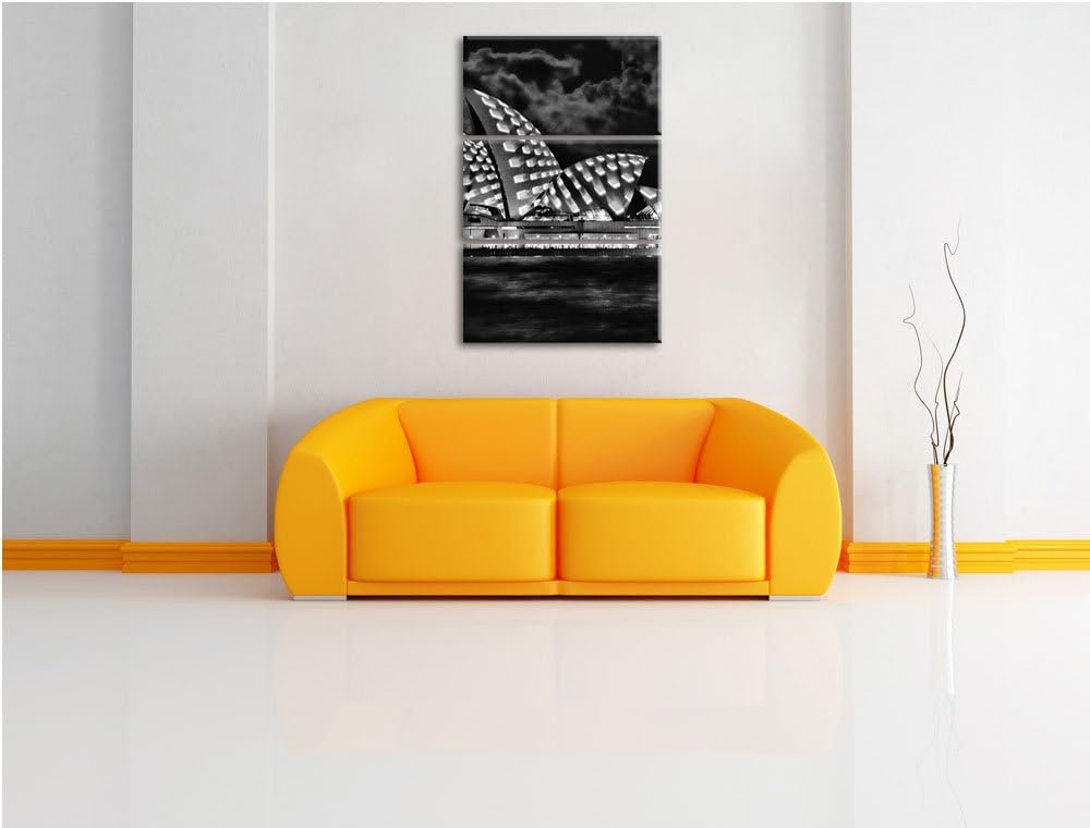 Pixxprint Sydney Opera House bei Nacht als Leinwandbild/Grösse: 3 Teilig (120x80) cm/Wandbild/Kunstd