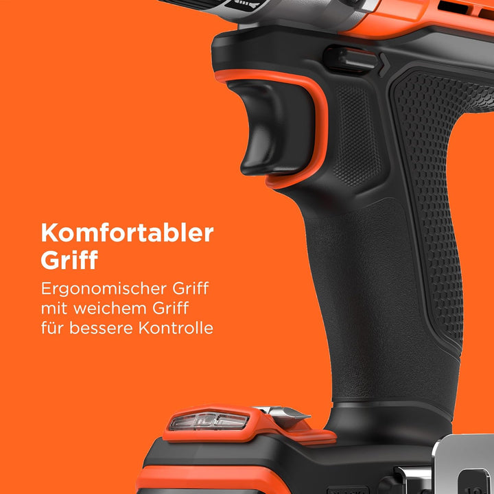 BLACK+DECKER POWERCONNECT 18V Akku-Bohrschrauber mit 2 x 2,0-Ah-Akkus, 1-A-Ladegerät und Kitbox, BCD