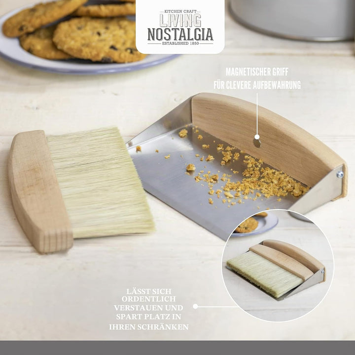KitchenCraft Living Nostalgia Besen und Kehrschaufel für Arbeitsflächen, Kehrblech und Handfeger Set