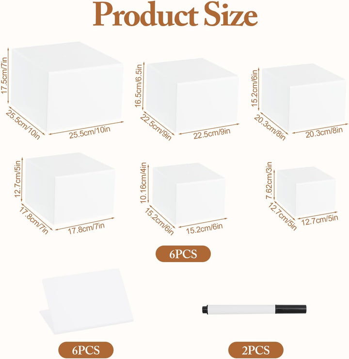 14 Stück stapelbare Acryl-Buffet-Erhöhungen, 6 Grössen Lebensmittel-Display-Erhöhungen mit 6 Mini-Sc