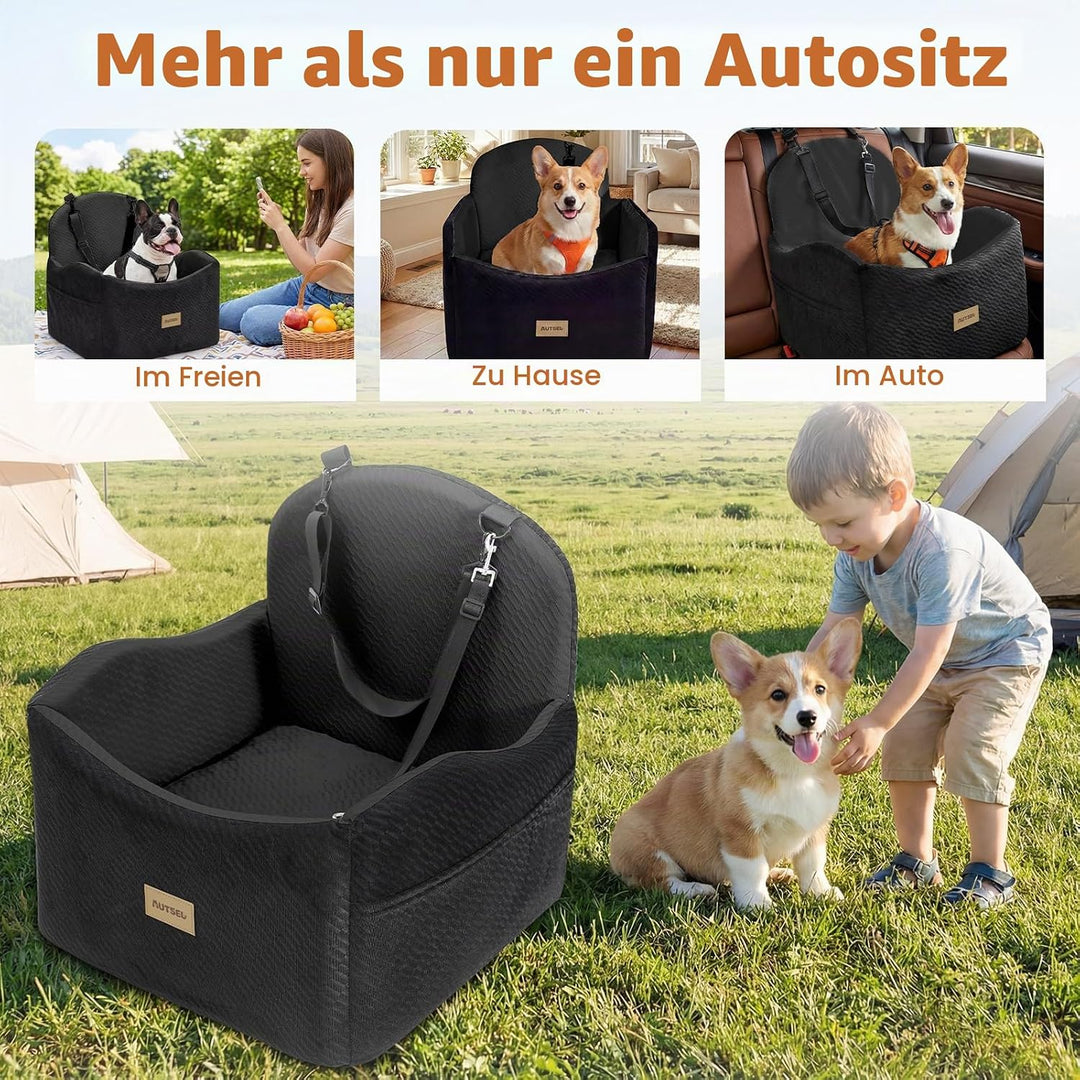 Hunde Autositz für kleine &amp; mittlere Hunde – Wasserfest &amp; waschbarer Hundesitz Auto mit Sicherheitsg