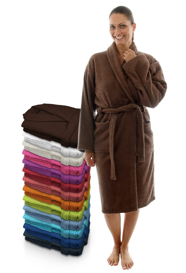 Bademantel für Damen, Herren, Unisex, Frottee 100% Baumwolle 400 gr, Flauschig, Kuschelig, Bunt, Lei