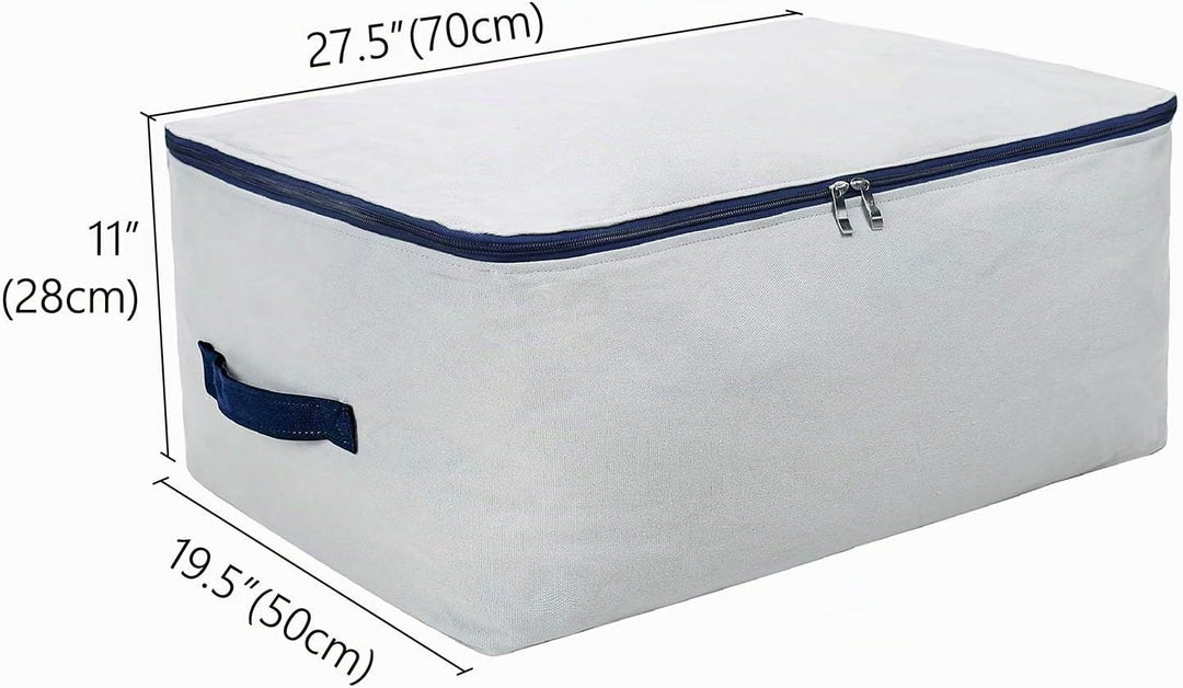 2er-Pack, 70 * 50 * 28cm, grosse Aufbewahrungstaschen aus weichem Baumwollsegeltuch für Kleidung, Pu