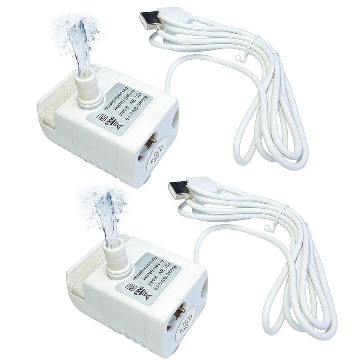 2 Stück Ersatzpumpe für Katzentrinkbrunnen mit LED, Ultra Leise Katzenbrunnen Pumpe mit 1.8m Kabel H
