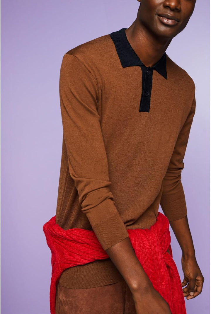 ESPRIT Pullover mit Polokragen aus Merinowolle