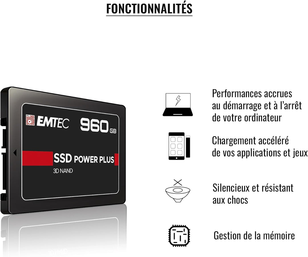 Emtec ECSSD2TX150 interne SSD 2,5 Zoll – interne SSD – SATA X150 Power Plus 3D NAND 2TB 2 TB, 2 TB