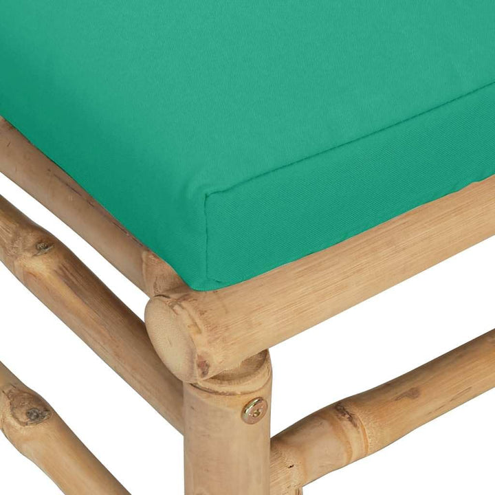 vidaXL 2-TLG. Garten-Lounge-Set mit Grünen Kissen Bambus Eckteil + Tisch Grün, Eckteil + Tisch Grün