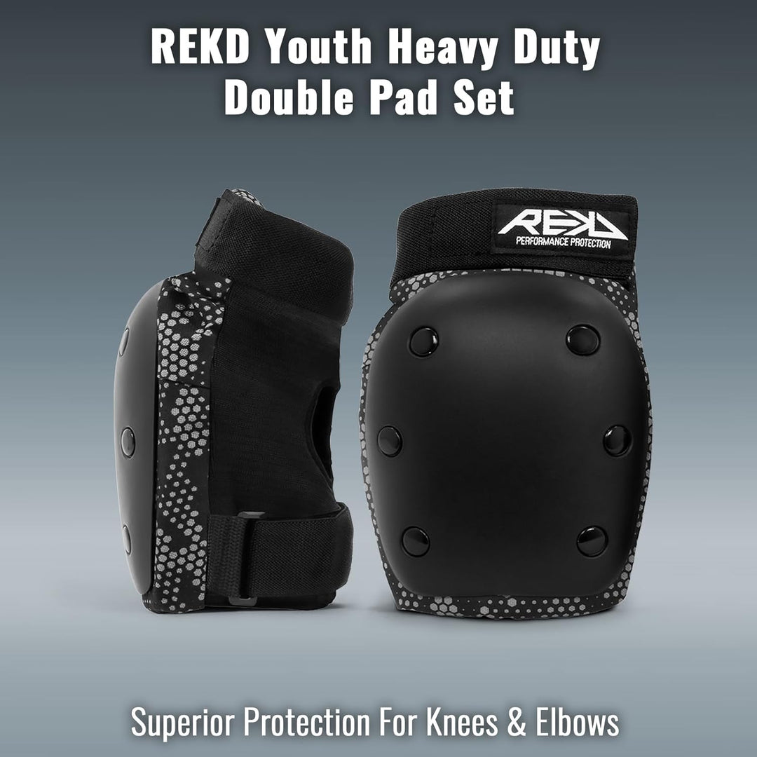 Rekd Youth Heavy Duty Double Pad Set Skateboard-Schutzset, Unisex, Erwachsene S Mehrfarbig (Black/Gr
