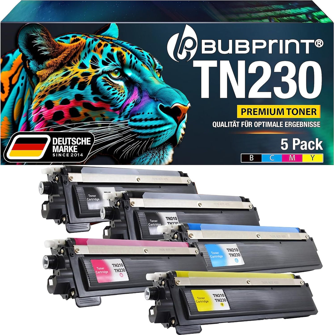5 Toner kompatibel als Ersatz für Brother TN-230 TN-230BK TN-230C TN-230M TN-230Y für DCP-9010CN HL-