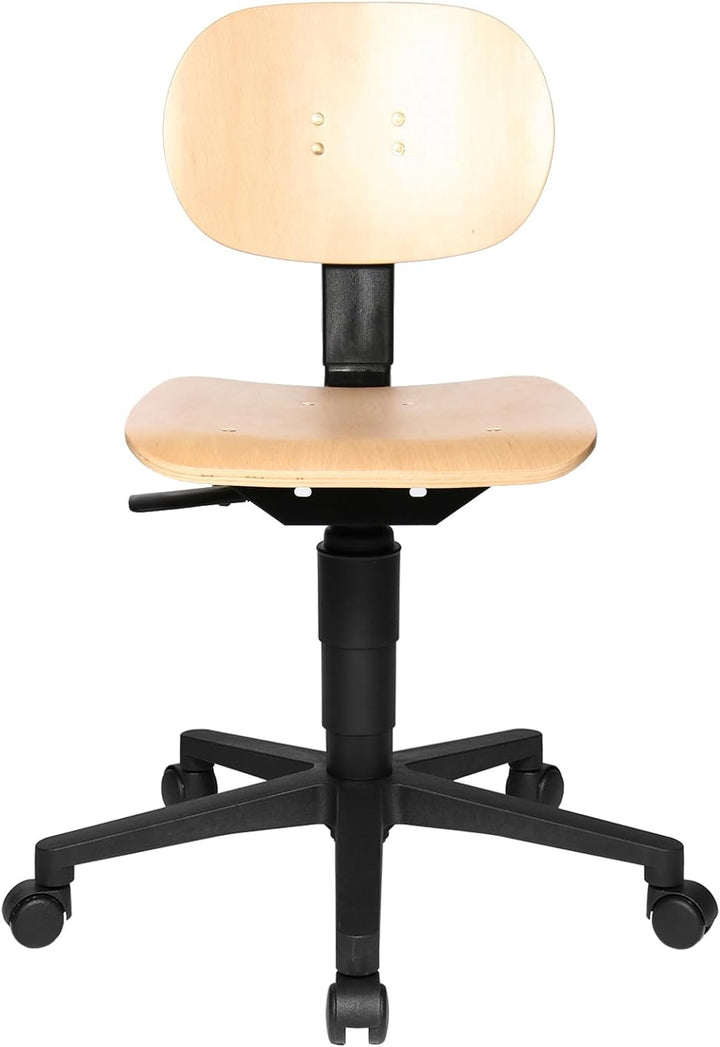 Topstar 72210HO1 TEC 11, Bürostuhl, Arbeitshocker, Rollhocker, Werkstatthocker, Holz (Buche), 44D x