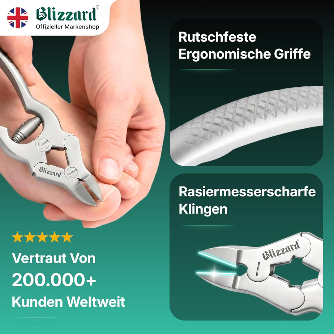 Blizzard Nagelzange für starke Fussnägel (15cm) -Professionelle Dicke & Eingewachsene Zehennagelknip