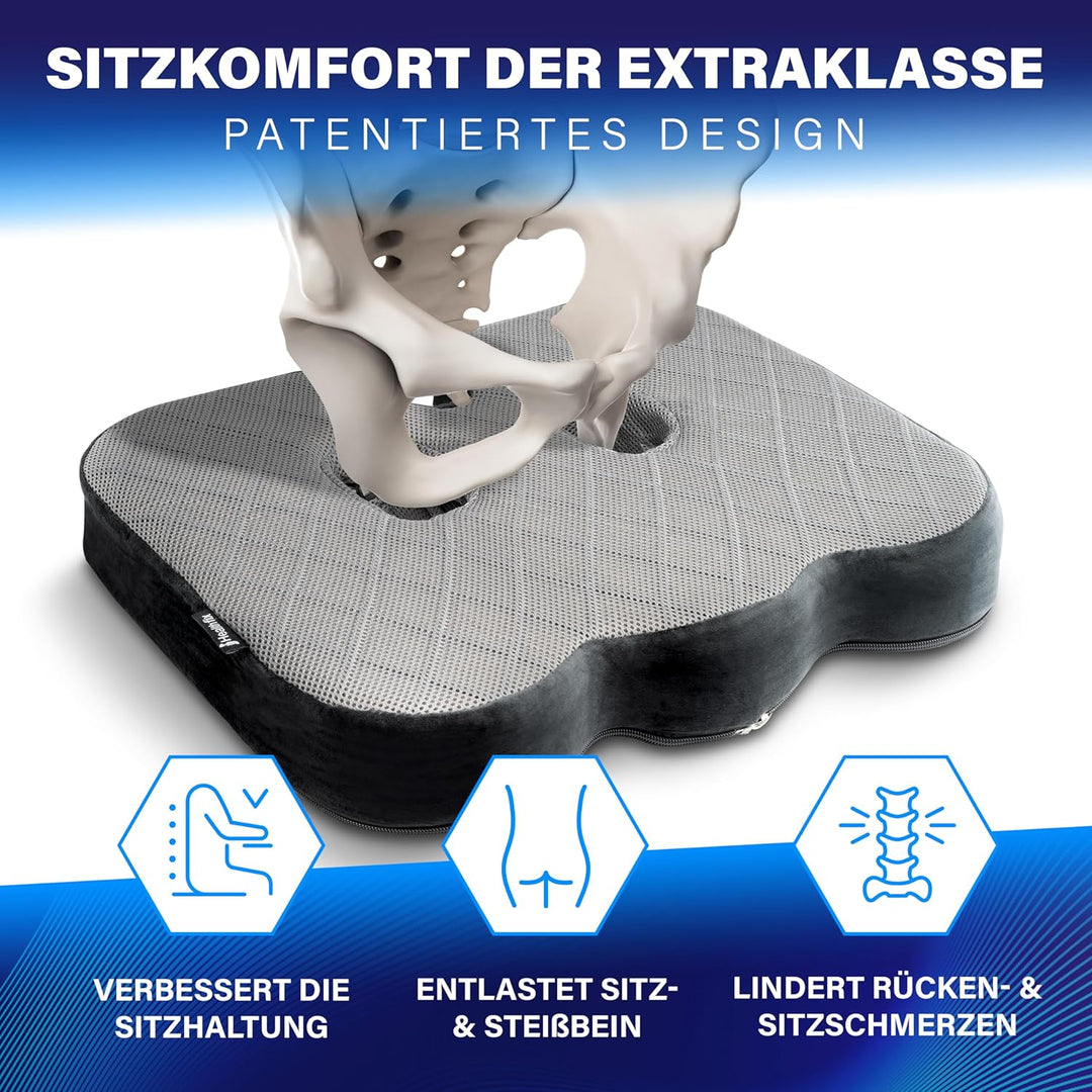 Orthopädisches Sitzkissen für Büro, Auto & Co.- Ergonomisches Sitzen aus Memory Foam mit entlastende