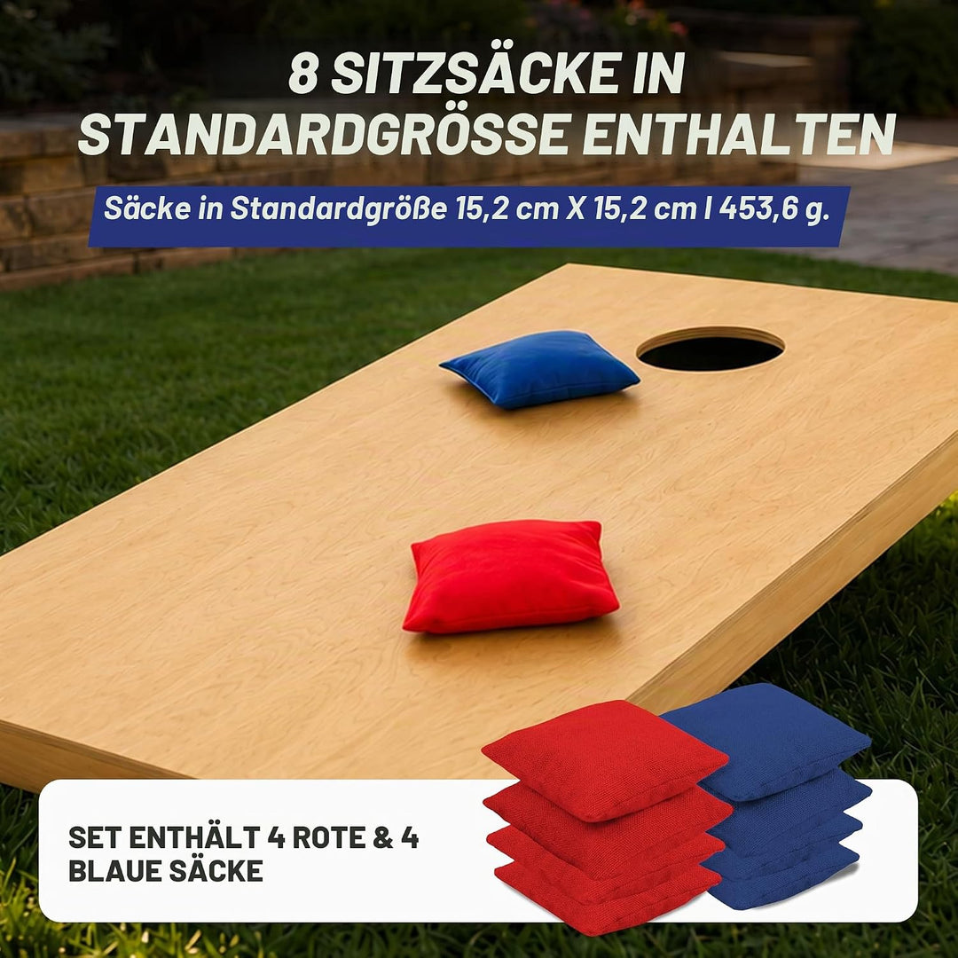 GoSports Premium-Cornhole-Sets aus Massivholz, wähle 1,2 x 0,6 m oder 91 x 61 cm, Spielbretter entha