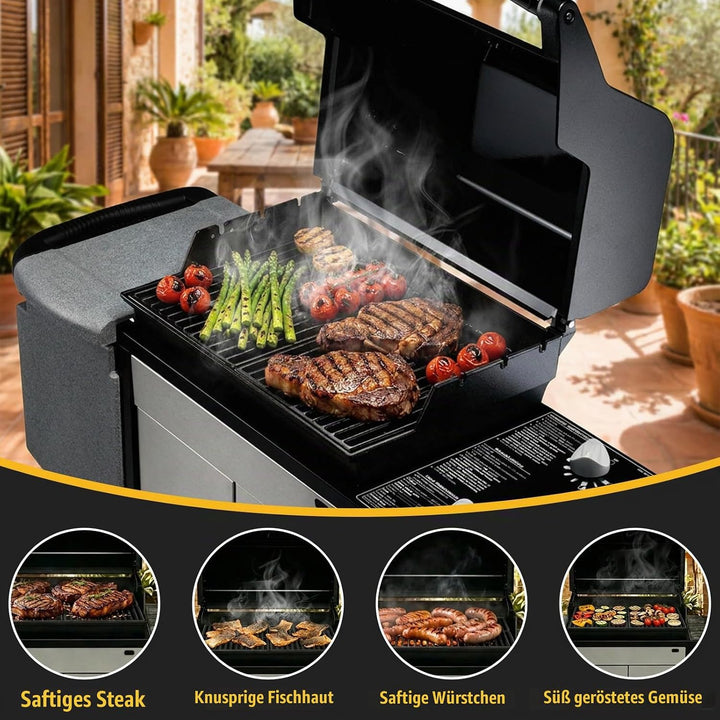 GFTIME 38 X 28.6CM Grillrost Gusseisen 7522 für Weber Spirit Classic E210 E220 S210 S220 (mit seitli