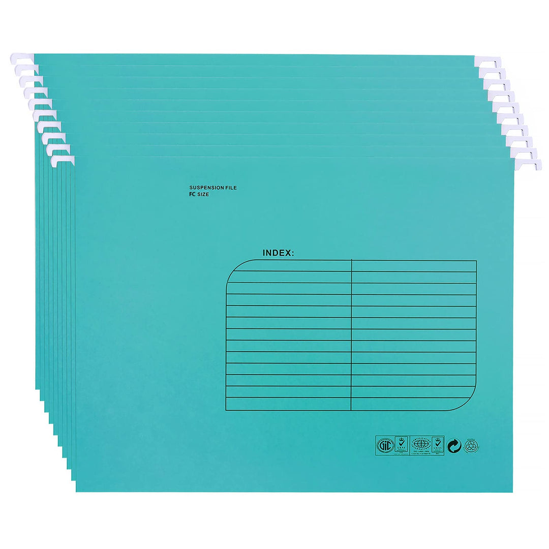 Foolscap Hängemappen mit Lasche und Karteneinsätzen (25 Stück, Blau) Verstärkte Hängemappen FC-Gröss