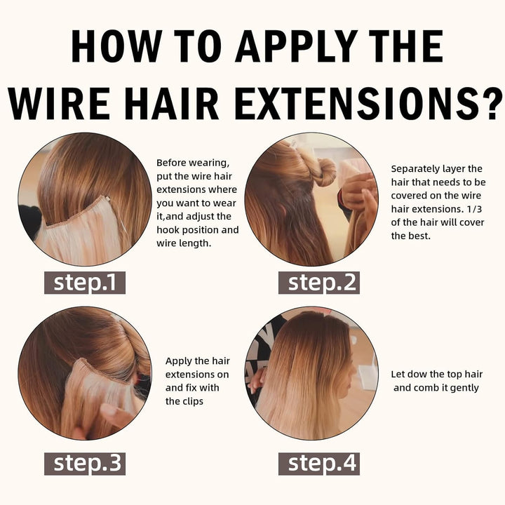 RUNATURE Remy Secret Draht Extensions Echthaar Invisible Wire on Extension Echthaar 18 Zoll 80g Farb