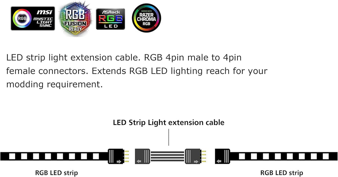 Akasa LED Streifen Licht Verlängerungskabel, 4 pin RGB Anschluss Verlängerung Kabel, LED Strip Exten