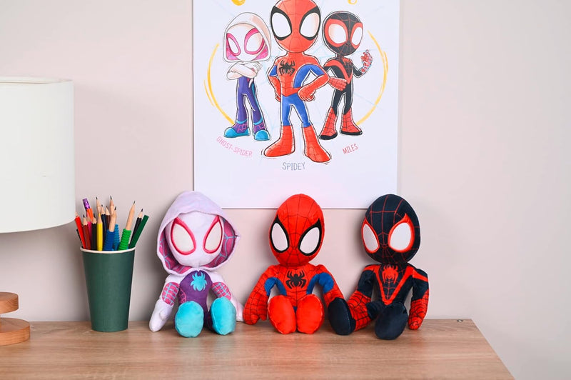 Simba 6315875810X12 - Disney Marvel Spidey, 25cm Plüschfigur mit Glow in The Dark Augen & 6315875811