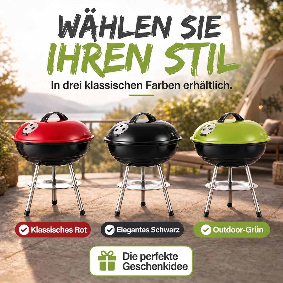 Micro BBQ Campinggrill Kugelgrill Mini Grill; Kompakter Reise Holzkohle-Grill Tischgrill Edelstahl e