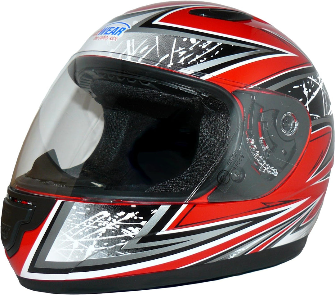 Protectwear Kinder-Motorradhelm, Rot/Silber, SA03-RT, Grösse: YXL / Youth XL (61/62 cm) S (Youth XL)