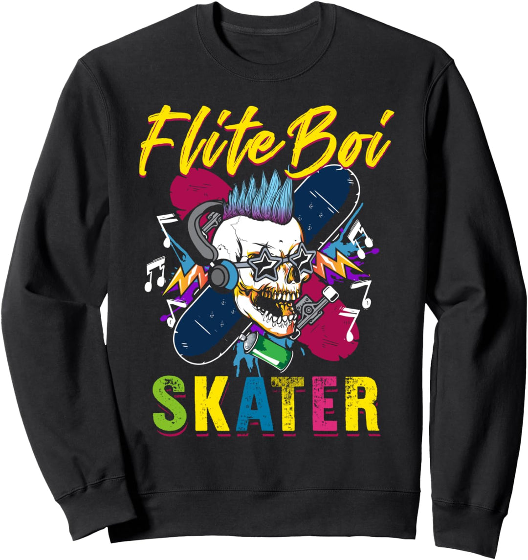 Flite Boi Skateboards Halloween Skater Totenkopf Sweatshirt