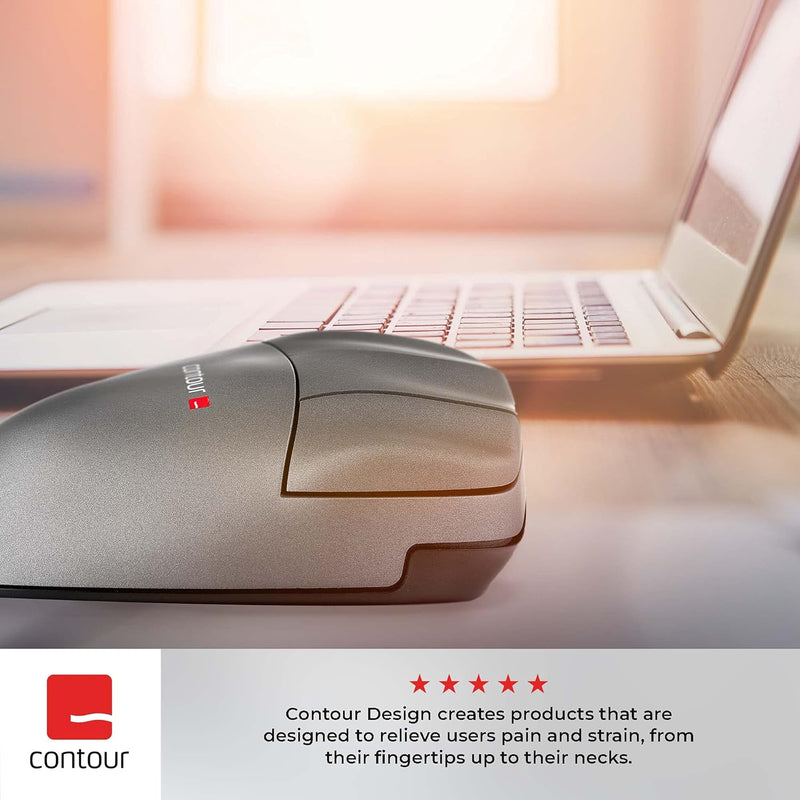 Contour Mouse | Kabelgebunden USB Maus | Kabelmaus für Linkshänder | 5 Programmierbare Tasten | Für