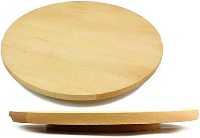 Lazy Susan runder, drehbarer Präsentierteller aus Holz zum Servieren von Kuchen und Pizza, 50 cm Dur